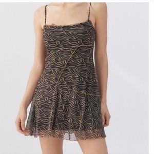 Urban Outfitters Moxie Mesh NWT Zebra Animal Print Mini Slip Dress Size M